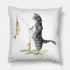 Cat Fishing Throw Pillow Official Fishing Merch