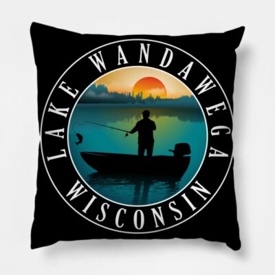 Lake Wandawega Wisconsin Fishing Throw Pillow Official Fishing Merch