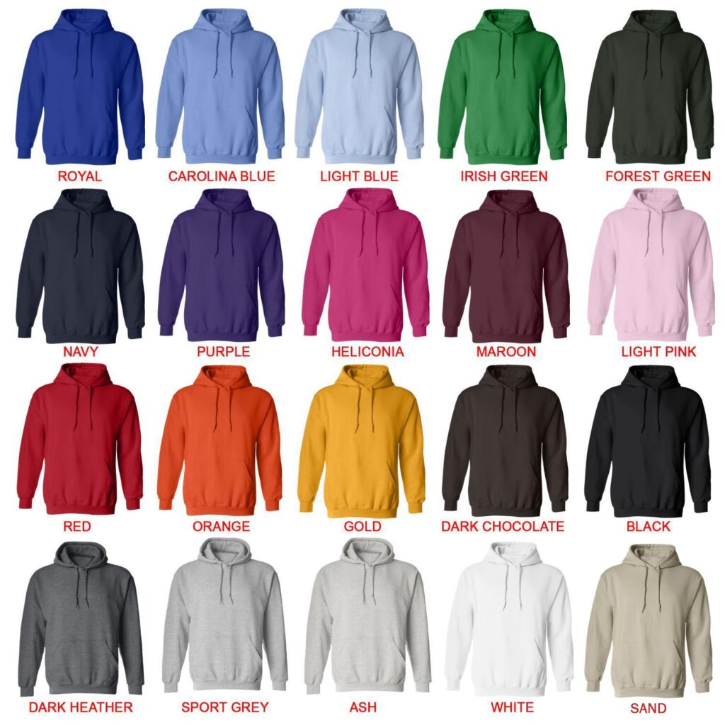 hoodie color chart - Fishing Gifts Shop