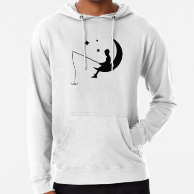 Boy Fishing Off The Moon - Black Hoodie Official Fishing Merch