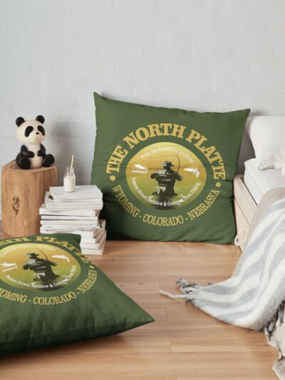 North Platte River Fly Fishing (Fsh) Throw Pillow Official Fishing Merch