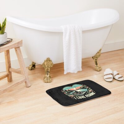 I Love Fishing Bath Mat Official Fishing Merch