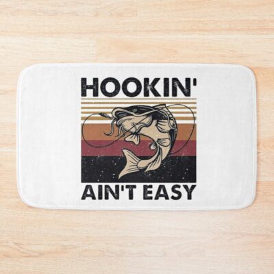 Fishing Hookin Ain'T Easy Retro Bath Mat Official Fishing Merch